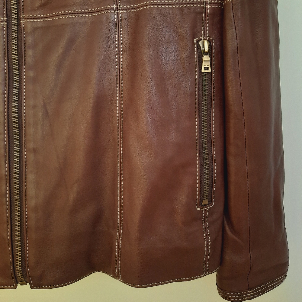 Marc New York brown soft leather removable lined insulated jacket size XL. - Picture 6 of 16
